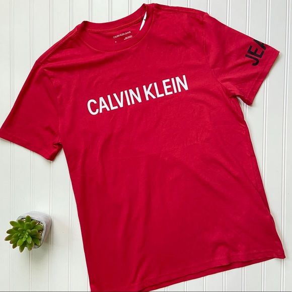 •Calvin Klein Jeans• logo graphic tee-red - Picture 1 of 8